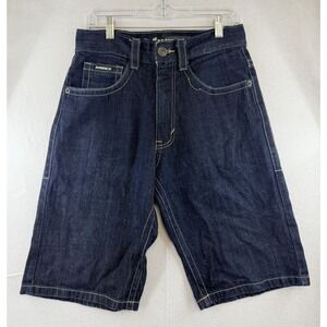 Y2K Avirex Jean Shorts Mens 30 Blue Denim Embroidered Baggy Loose Skater‎